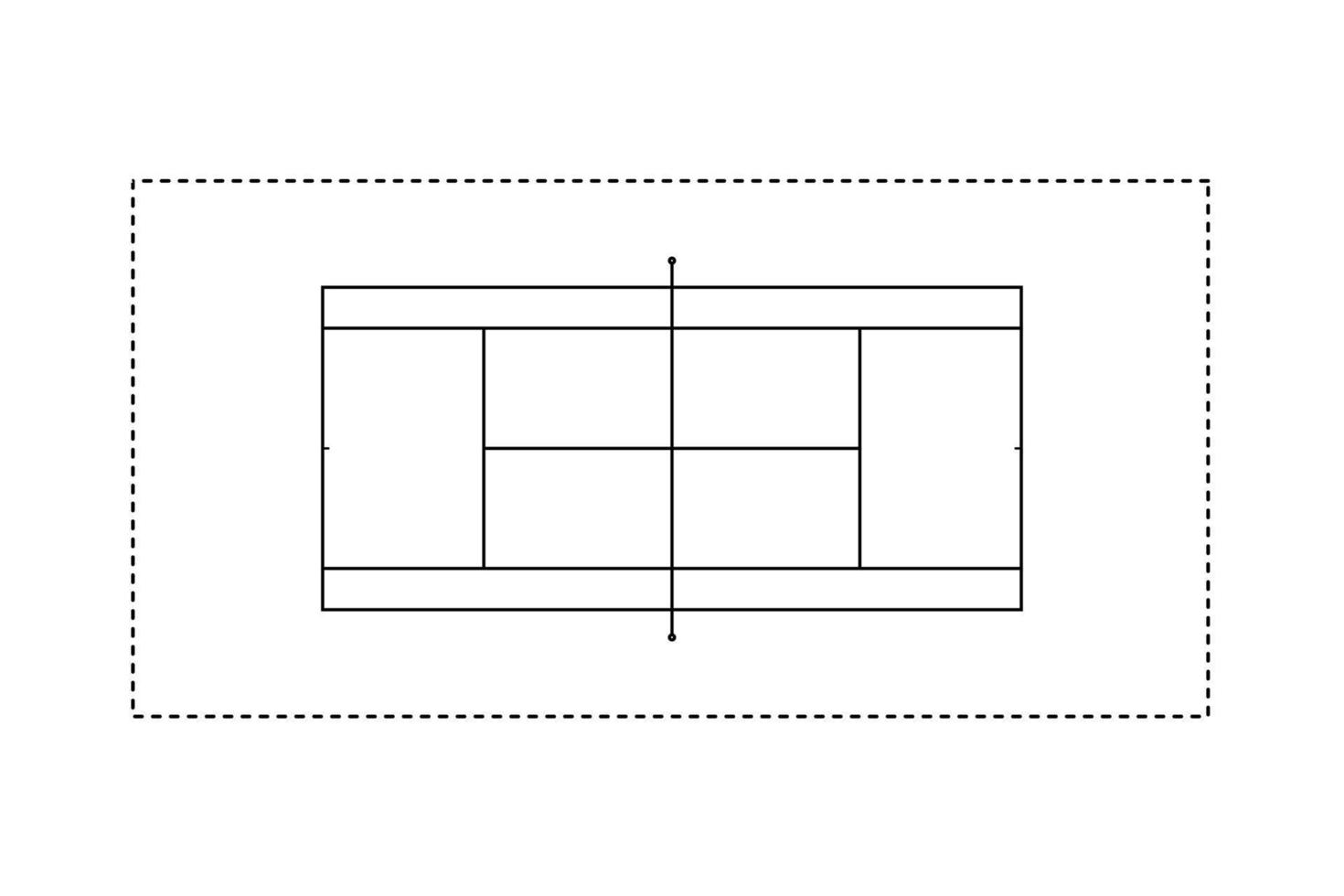 Tennis court green field outline style vector