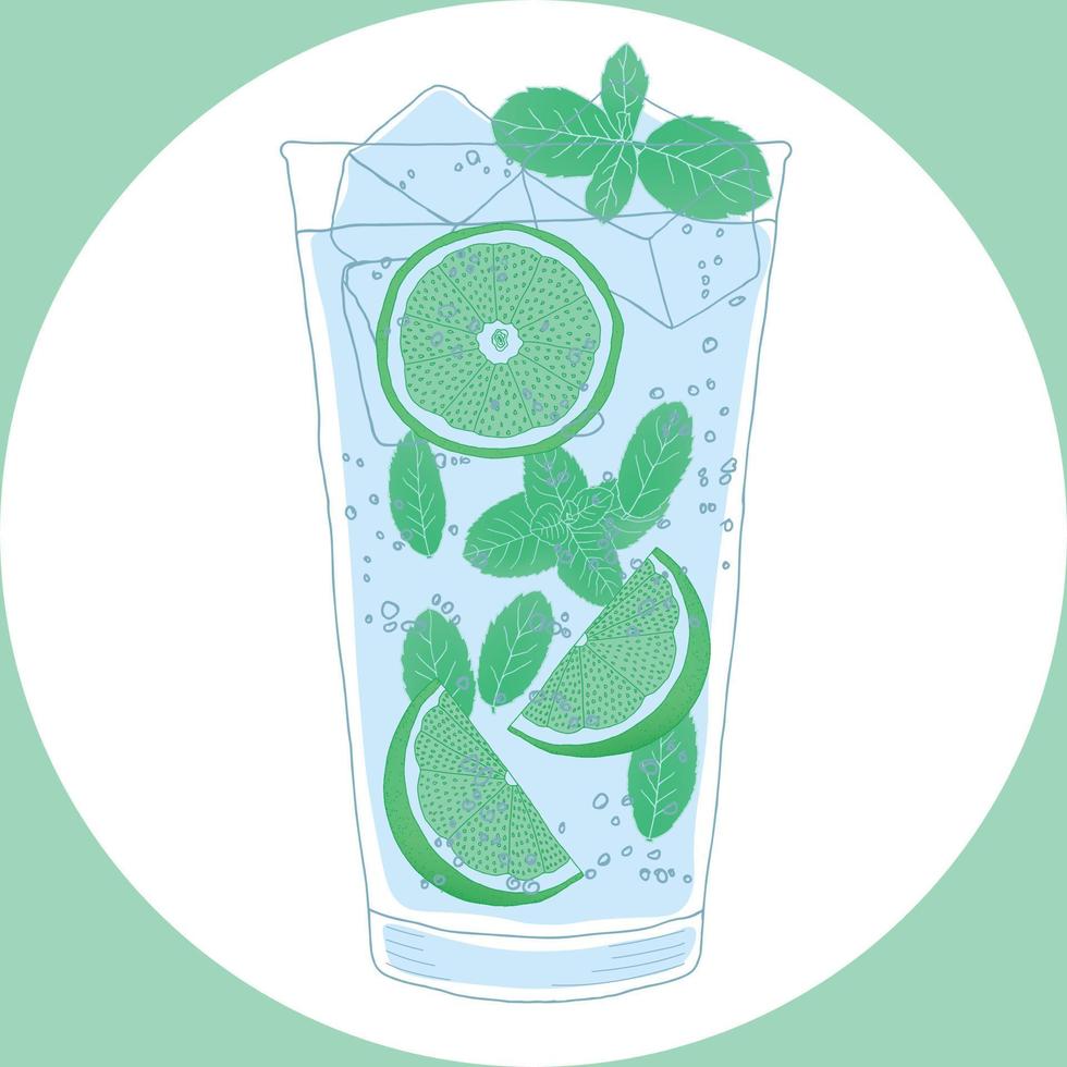 Mojito cocktail illustration clipart vector