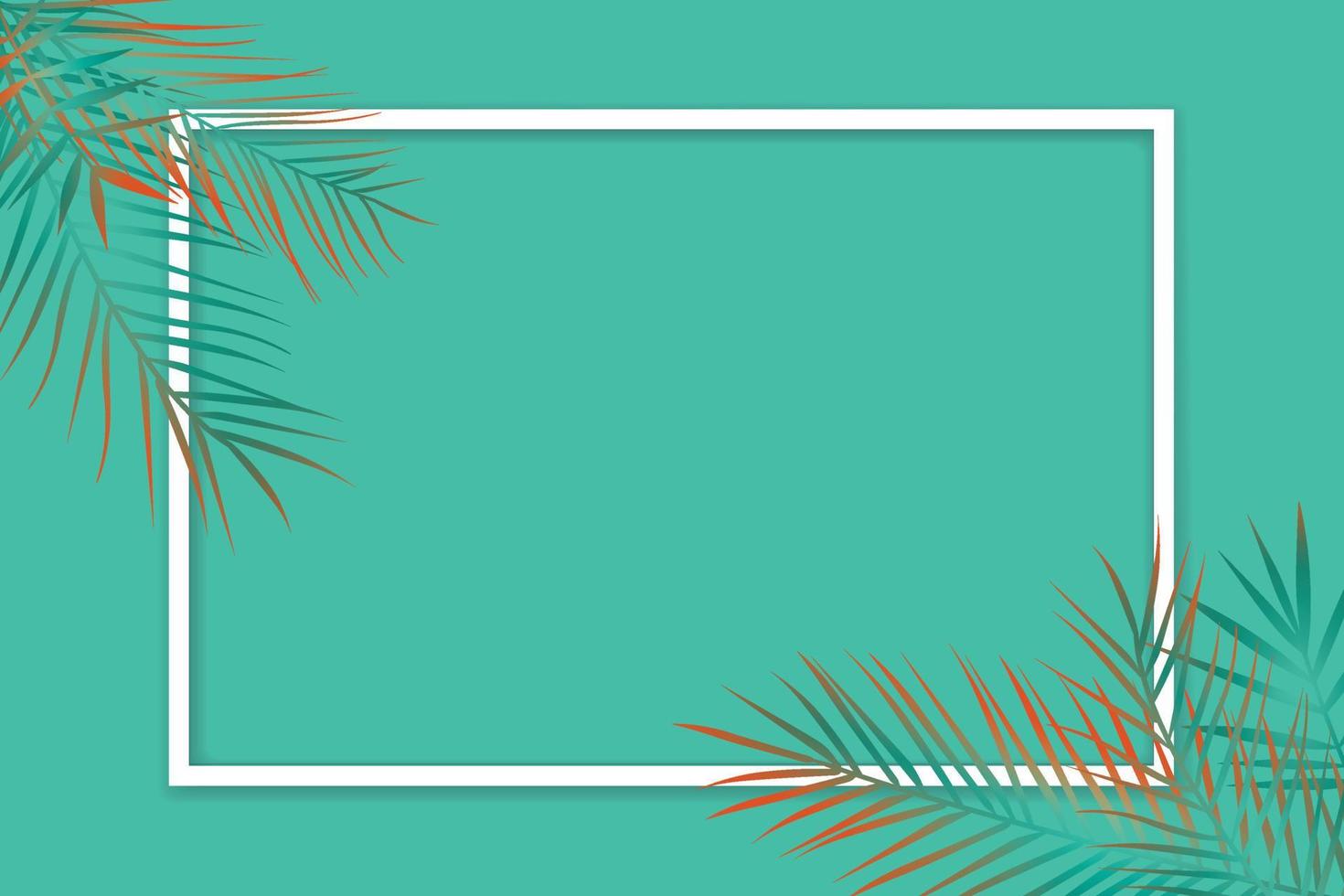 Palm leaves white frame tropical background vector
