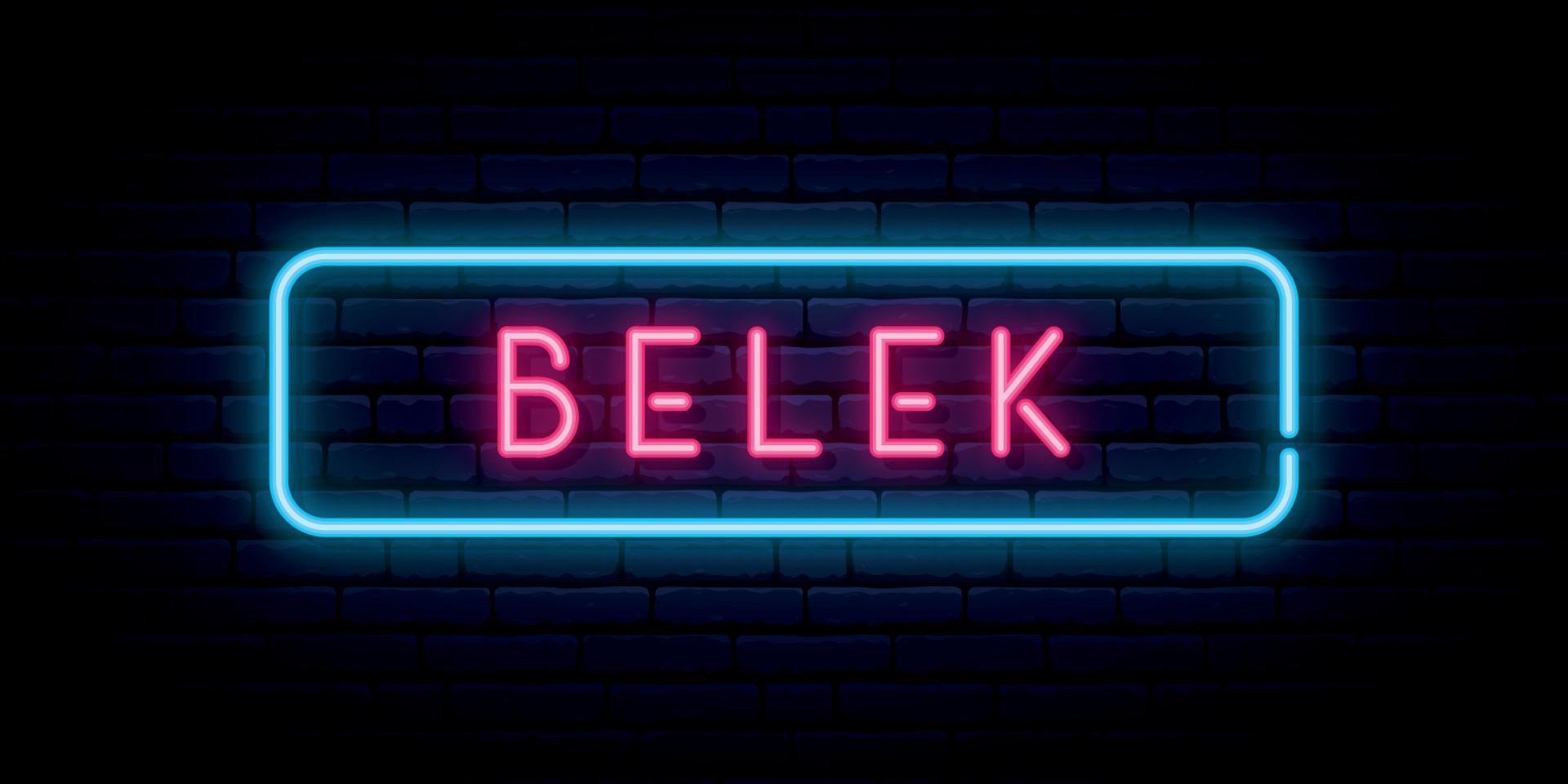 Belek neon sign. vector