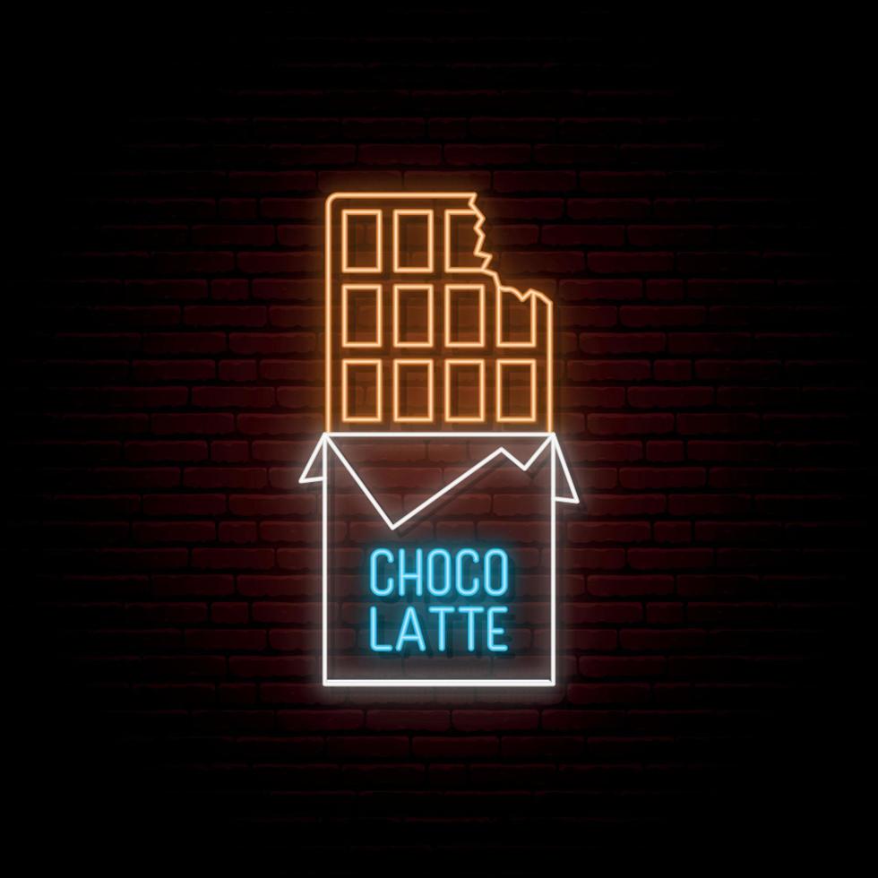 letrero de neón de chocolate. vector