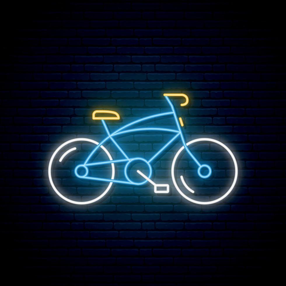 Neon bicycle sign. vector