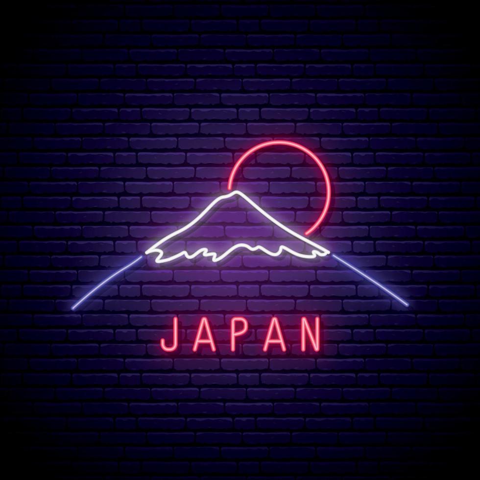 Neon mountain sign. vector