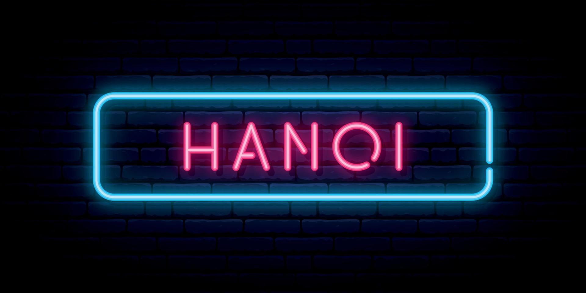 Hanoi neon sign. vector