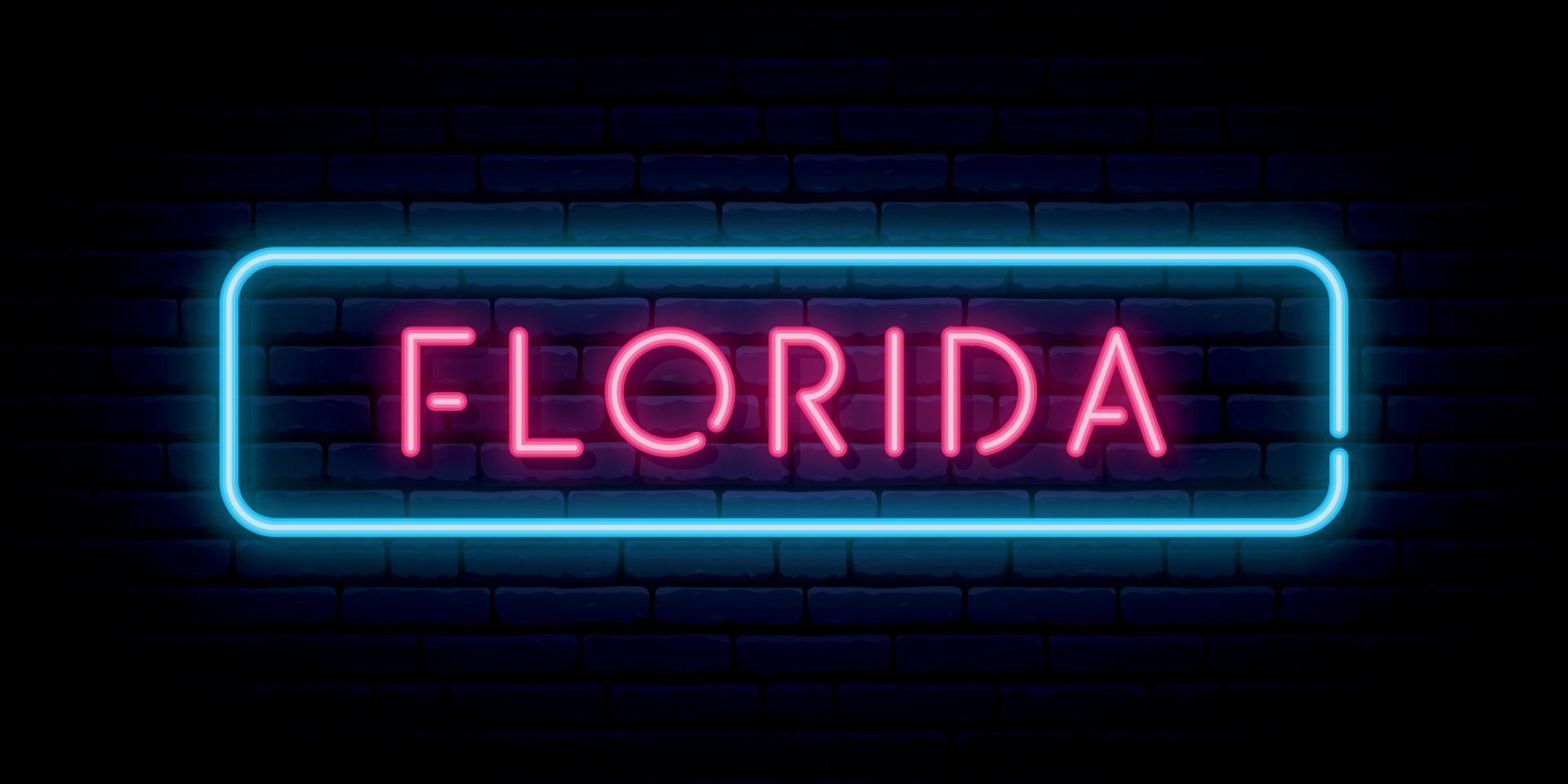 Florida neon sign. vector