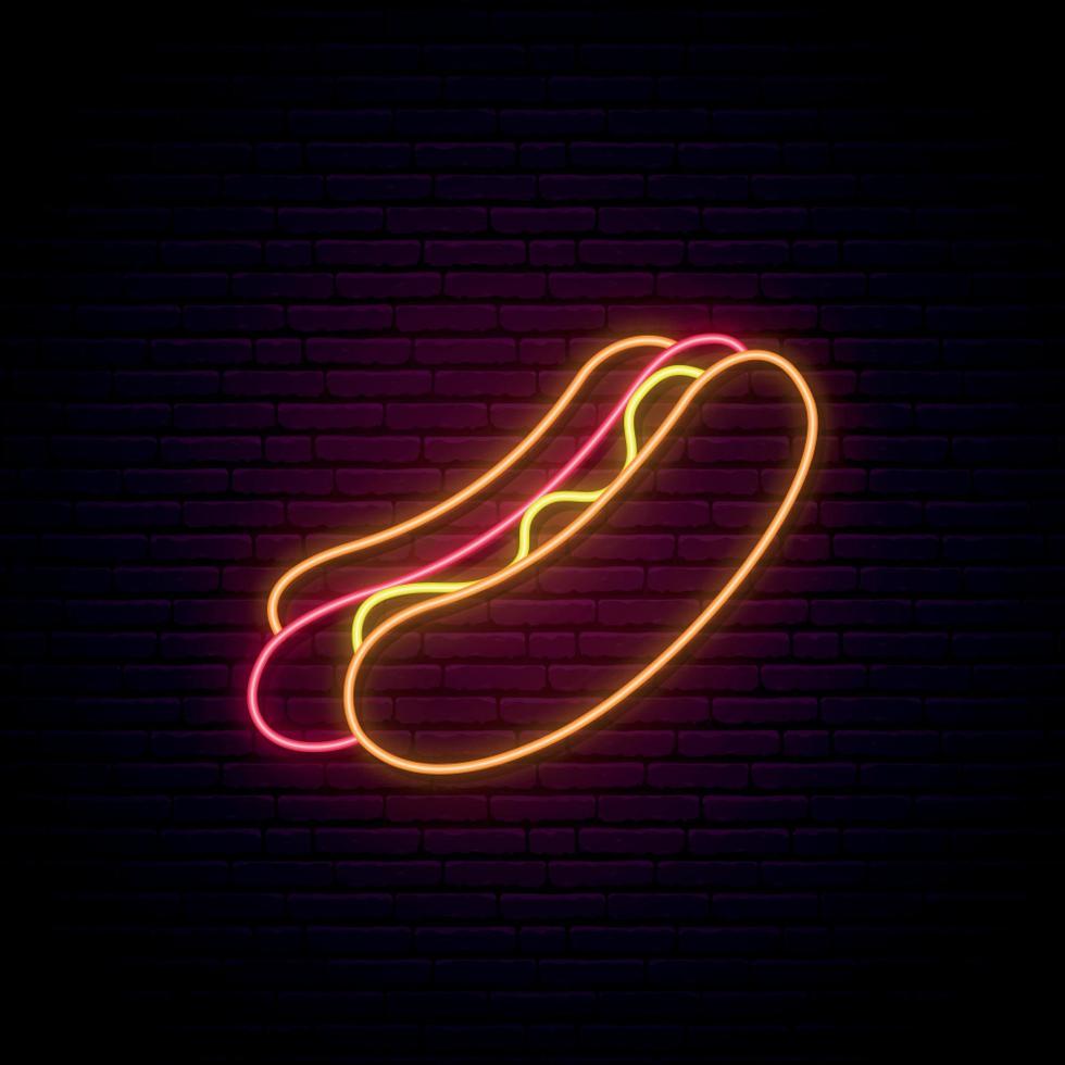 Hot Dog neon sign. vector