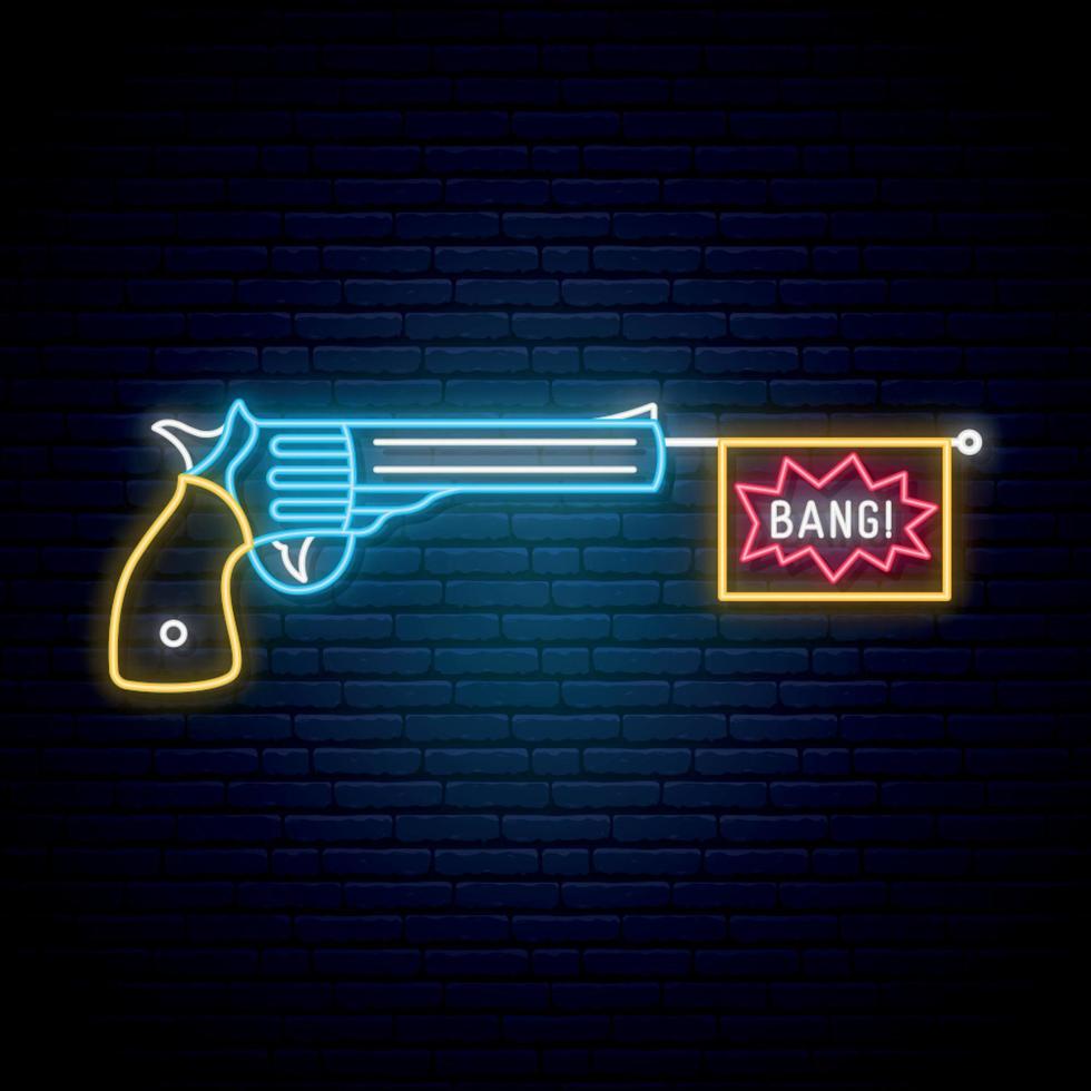 Bang Bang Gun neon sign. vector