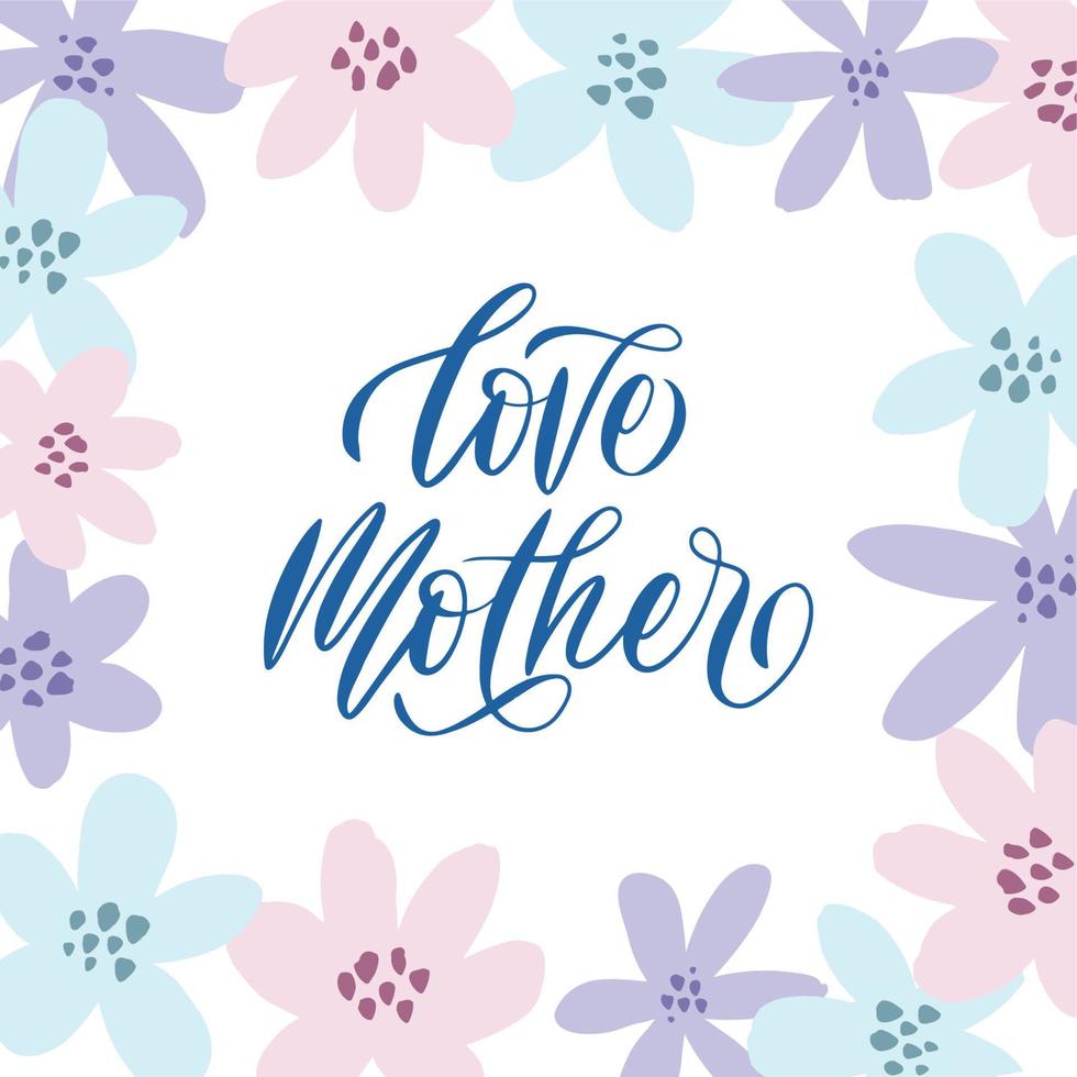 Printable mothers day hand lettering flower vector
