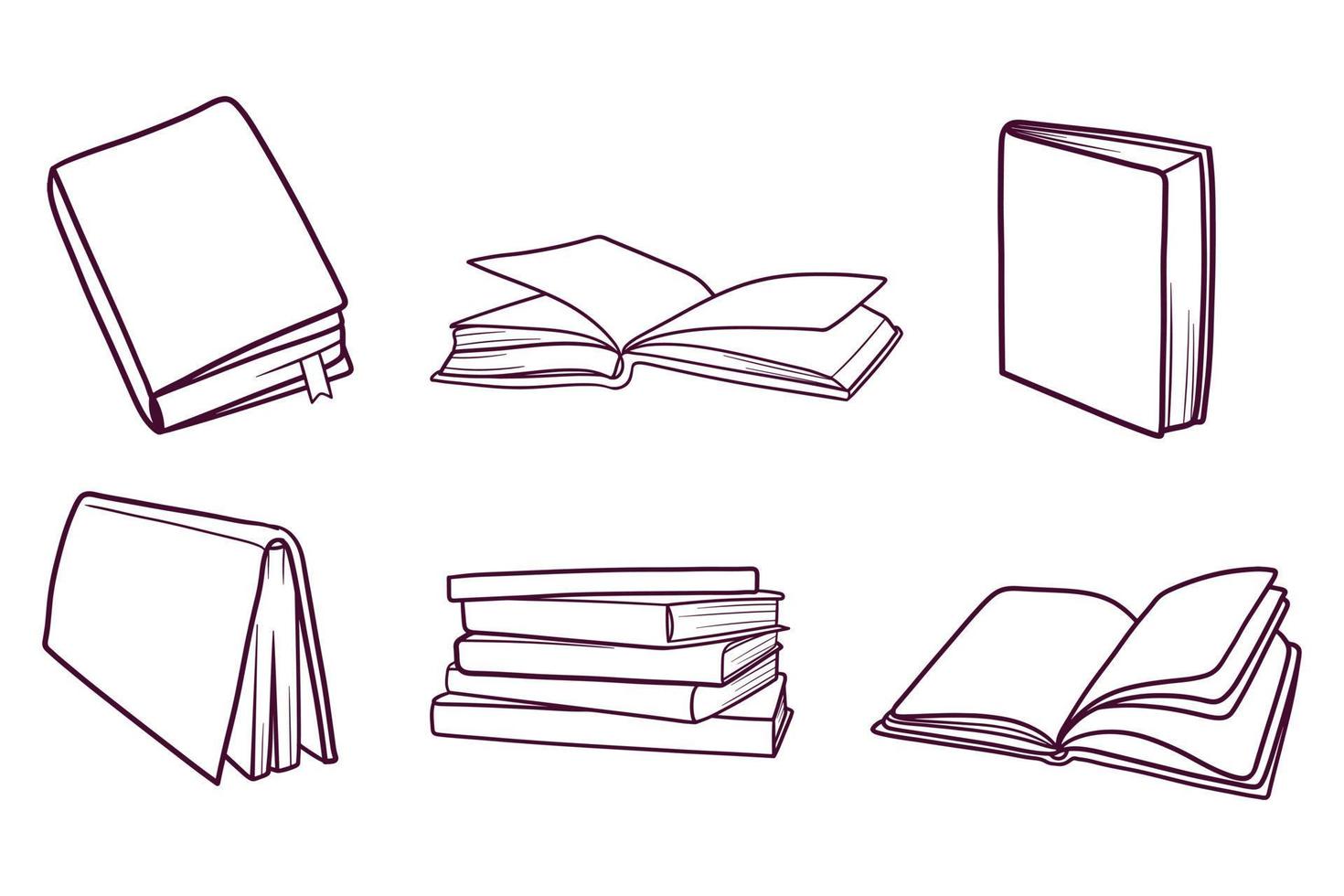 set of hand drawn books doodle illustration vector