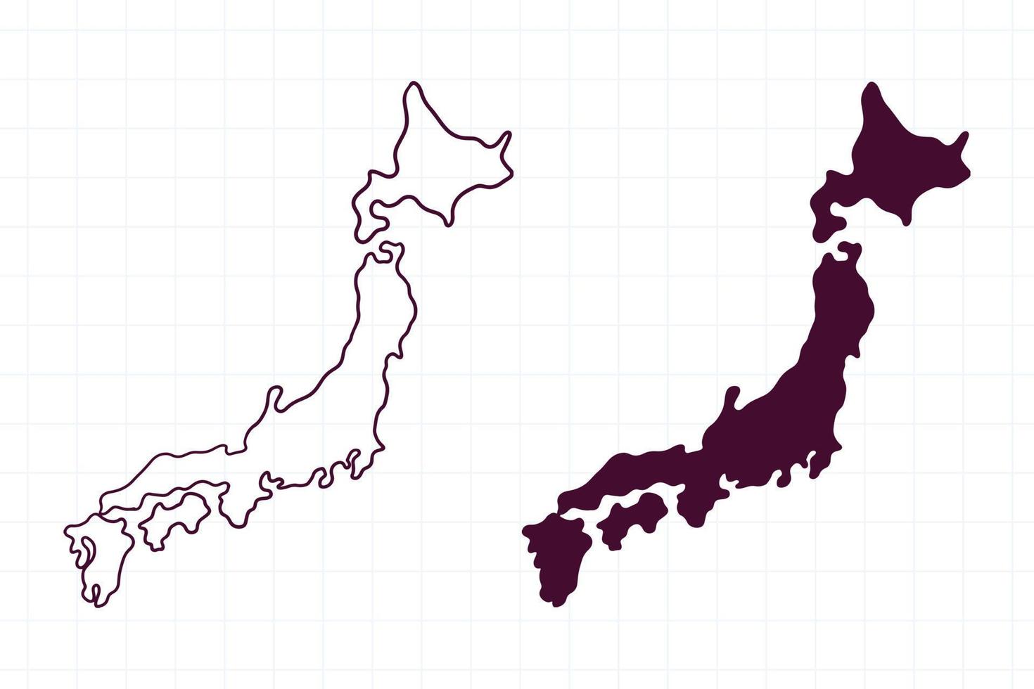 mapa dibujado a mano de japón doodle ilustración vector