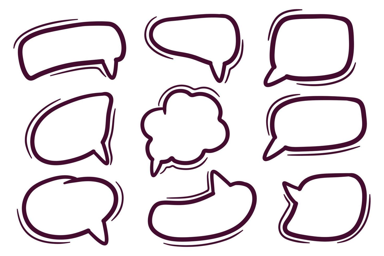 conjunto de burbujas de discurso dibujadas a mano doodle ilustración vector