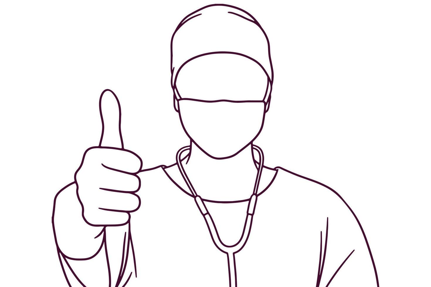 hand drawn male doctor giving thumbs up illustration vector