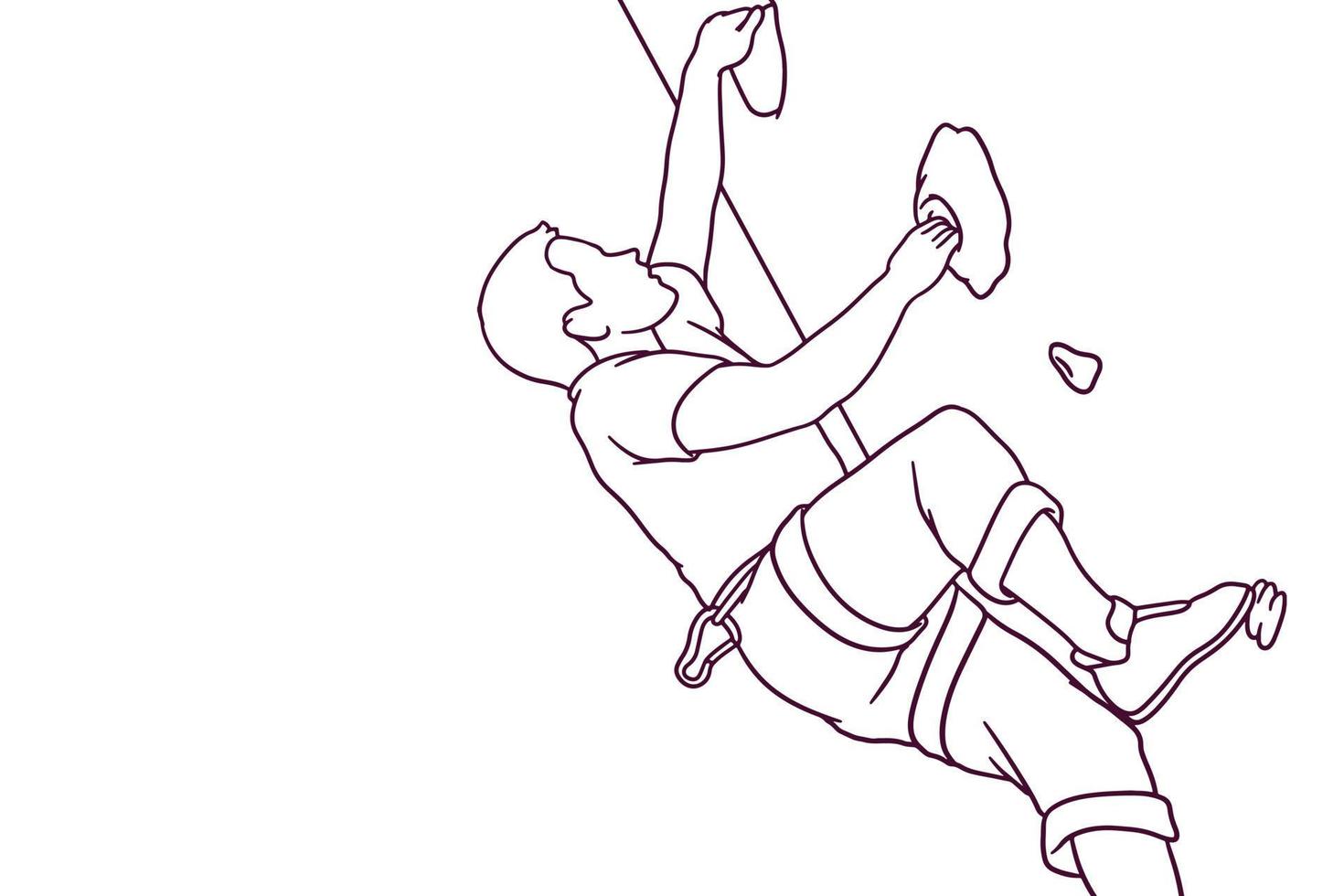 hand drawn man doing wall climbing illustration vector