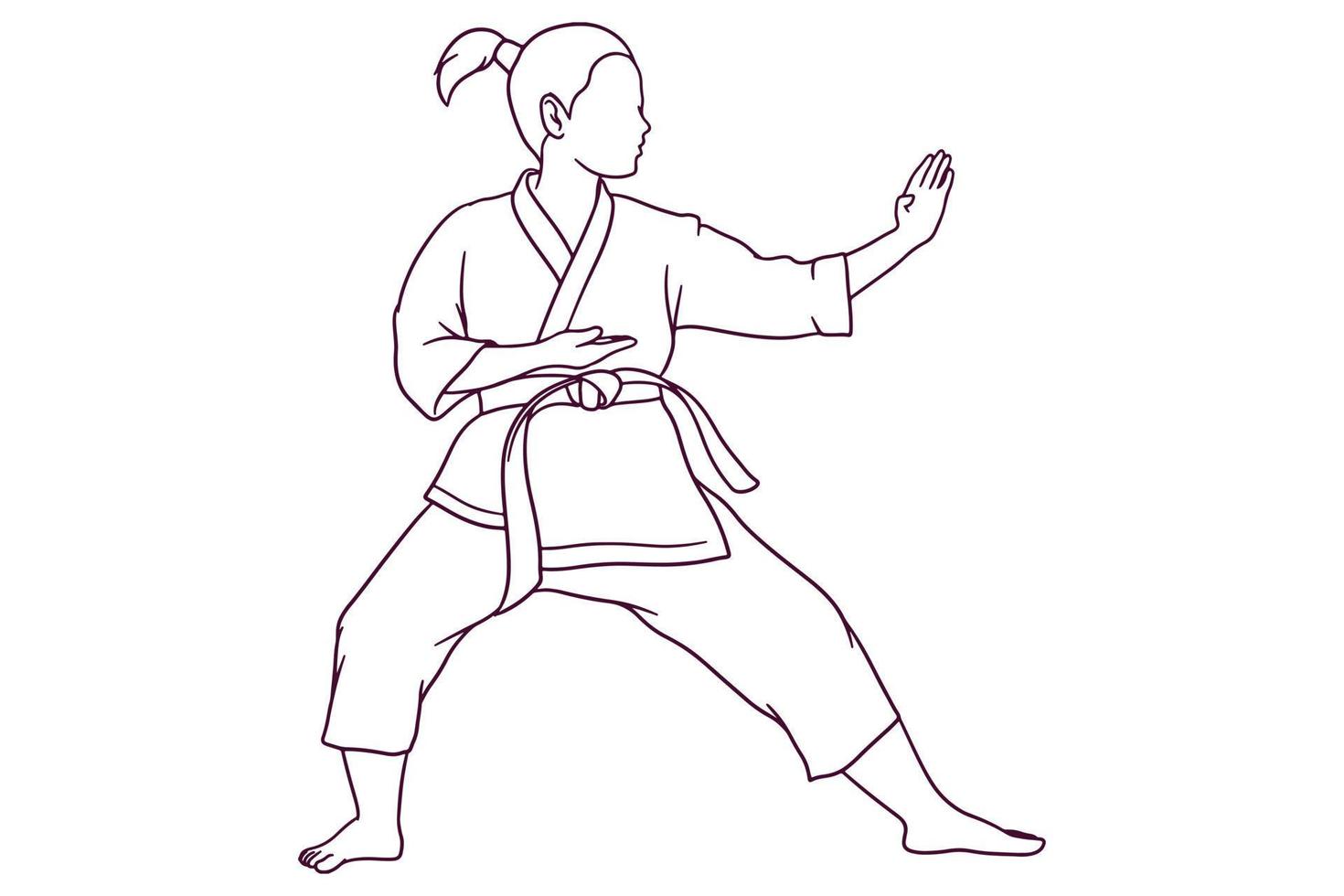 hand drawn female karate fighters illustration vector