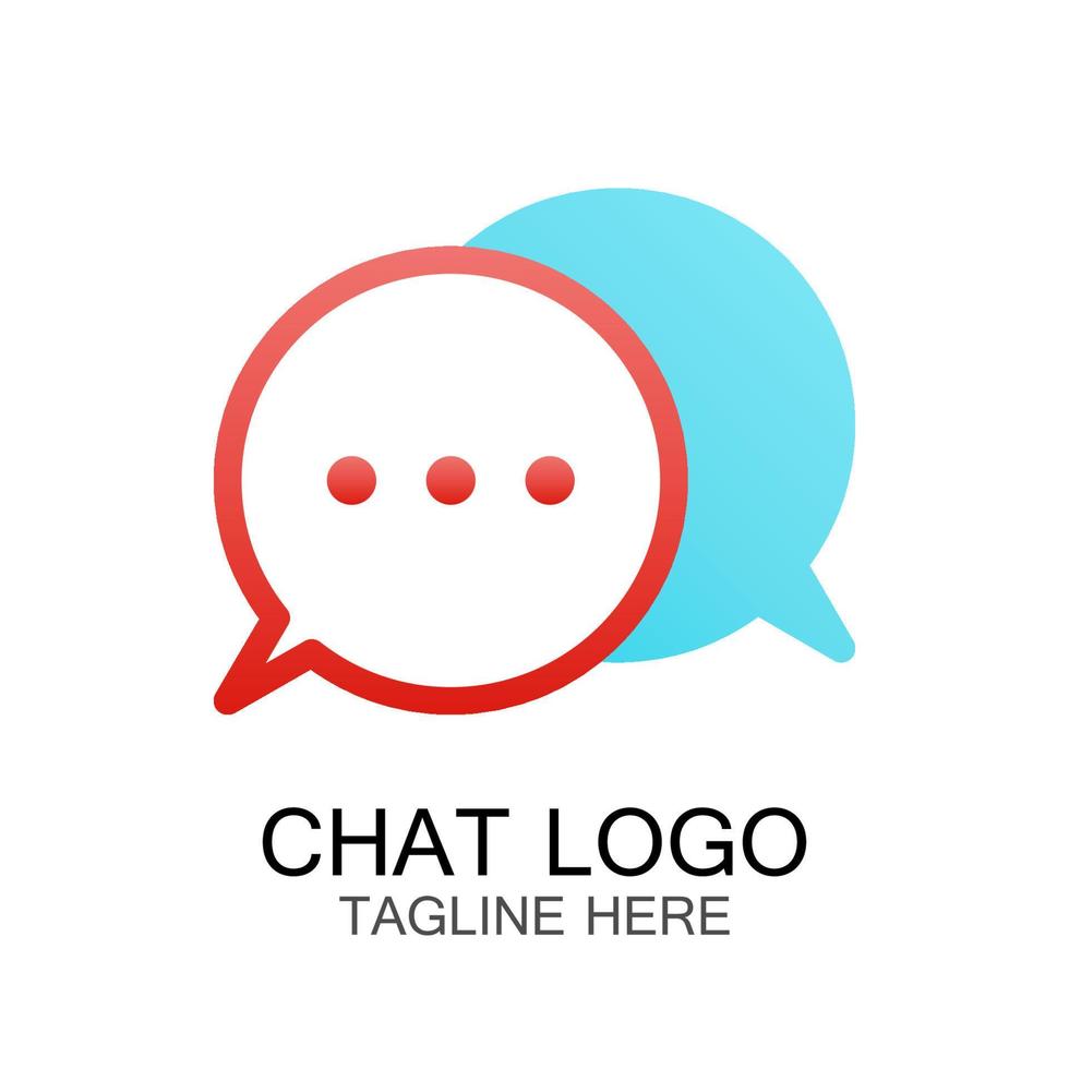 logotipo de chat, burbuja de voz roja y azul, para el logotipo o símbolo de una empresa vector