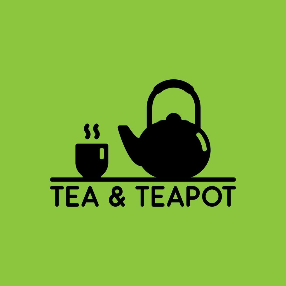 illustration vector graphic of silhouette image of a Japanese teacup and teapot, perfect for a company logo or symbol