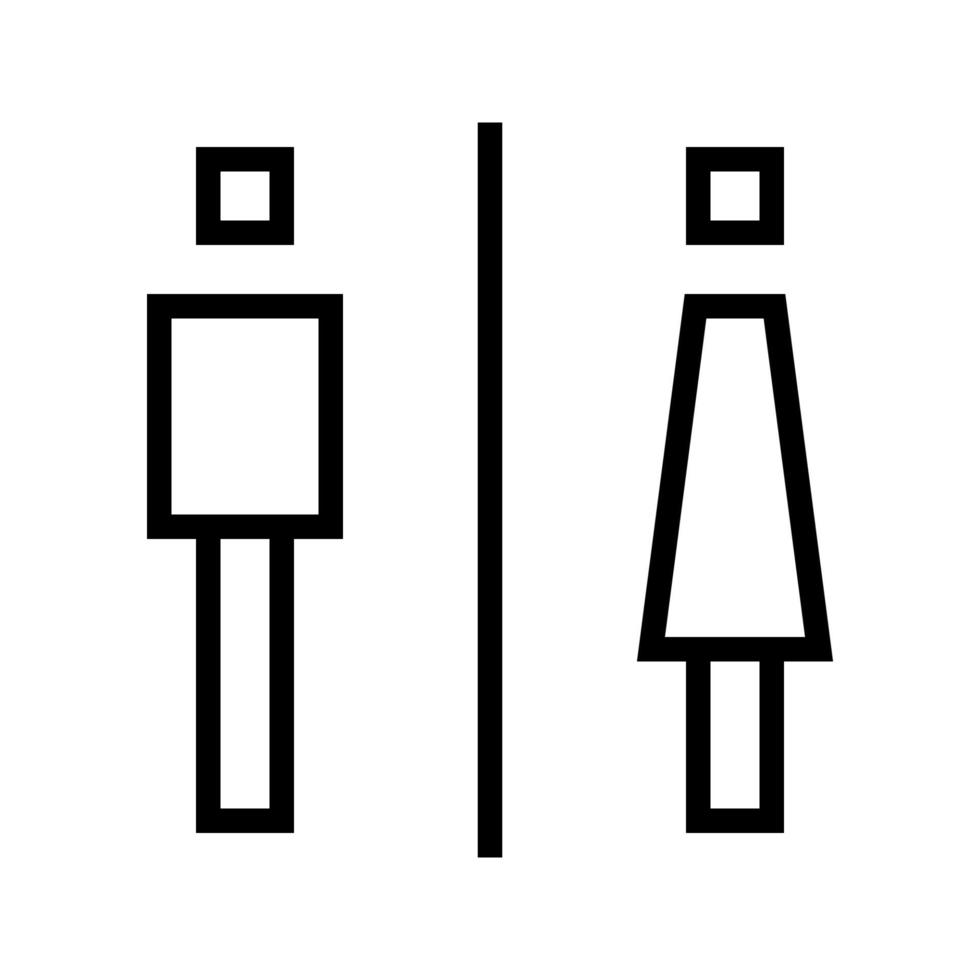 hombre mujer o hombre mujer baño baño signo logo trazo negro silueta caja cuadrada estilo vector
