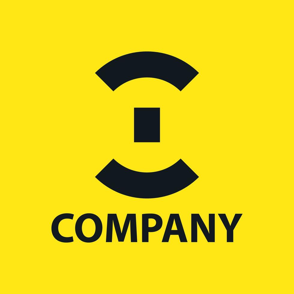 logo in the form of two rounded lines and a center box, for a company logo or symbol vector