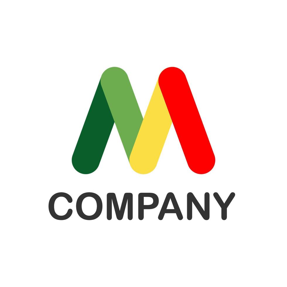 four shapes form the letter m, for a company logo or symbol vector