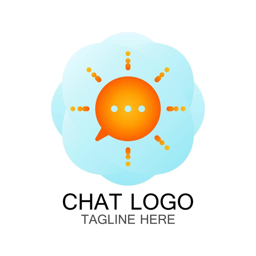 chat logo, speech bubble forms the sun in the sky, for a company logo or symbol vector