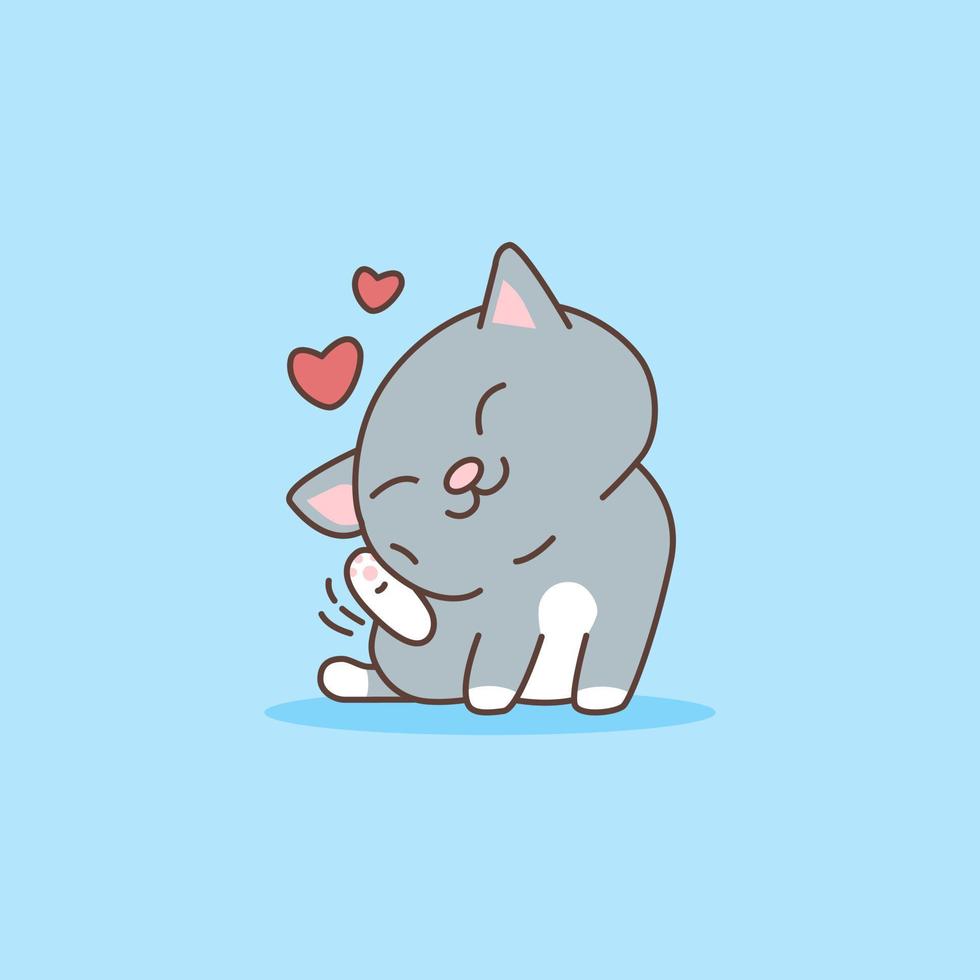 Cute cat scratching Cartoon kawaii vector