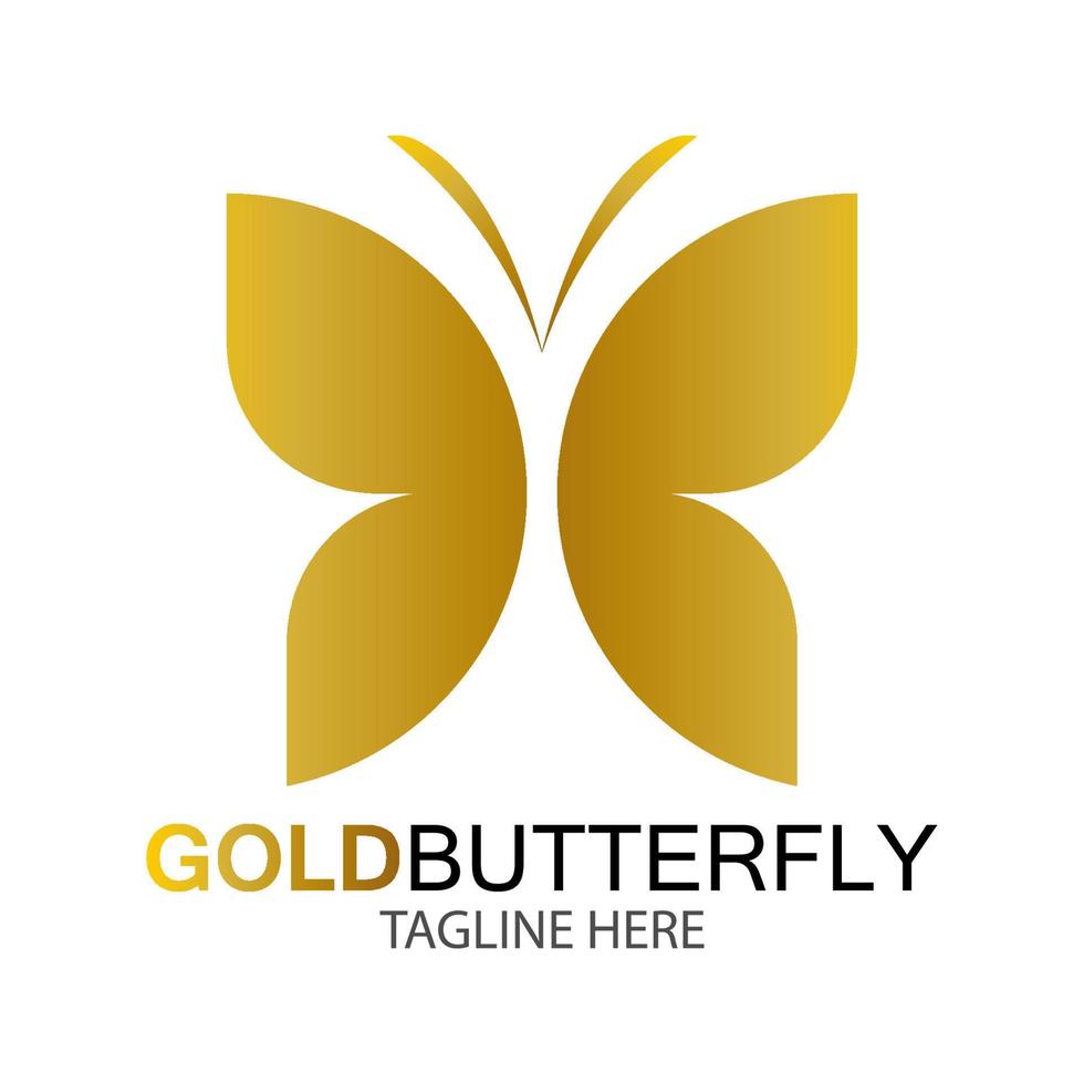 Flat and Clean gold butterfly shaped logo, for a company logo or symbol vector