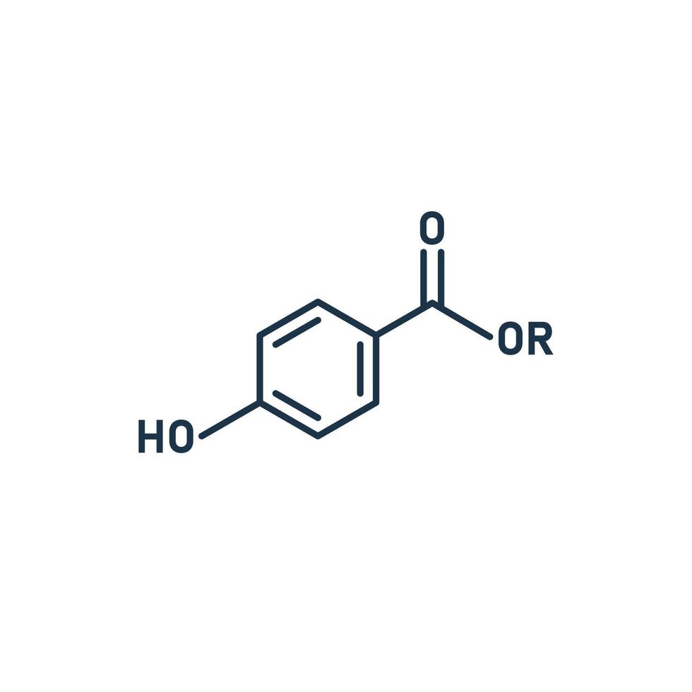 Paraben molecule. Chemical structure line  illustration. Vector