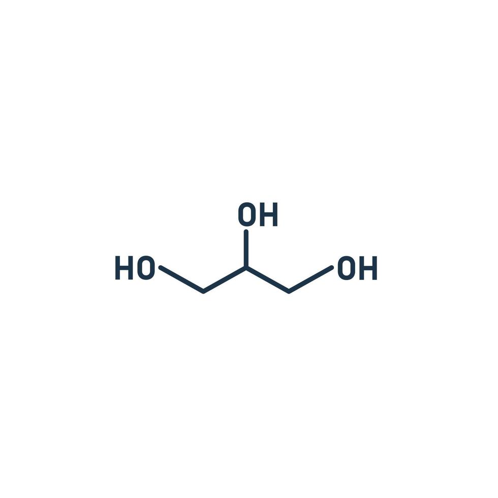 Glycerol molecule. Glycerin chemistry formula. Creme ingredient. Vector