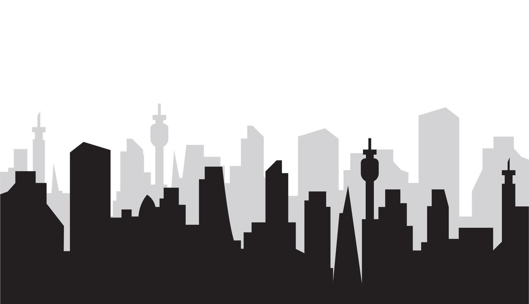 City skyline silhouette. Modern cityscape vector for t shirt. Abstract city landscape illustration. Silhouette of the city.