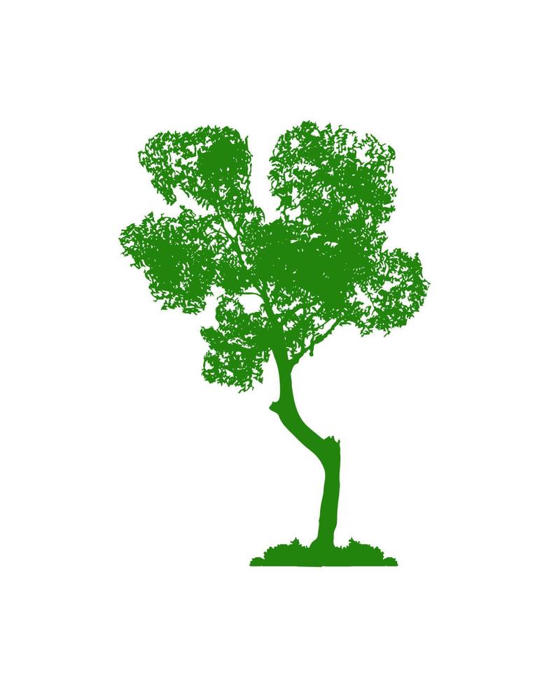 neem tree silhouette. green neem tree icon, logo, vector illustration.