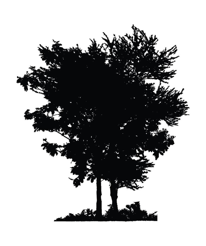 silhouette tree clipart. vector silhouette of a young tree.