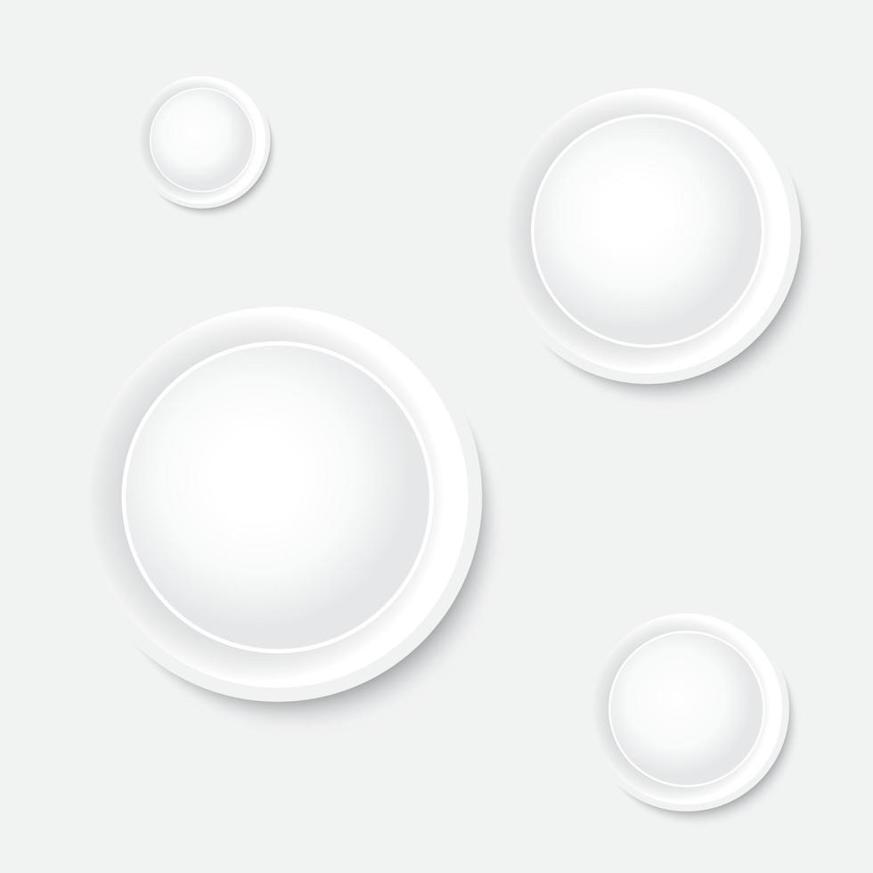 Circle white button with a symbol on gray background. vector