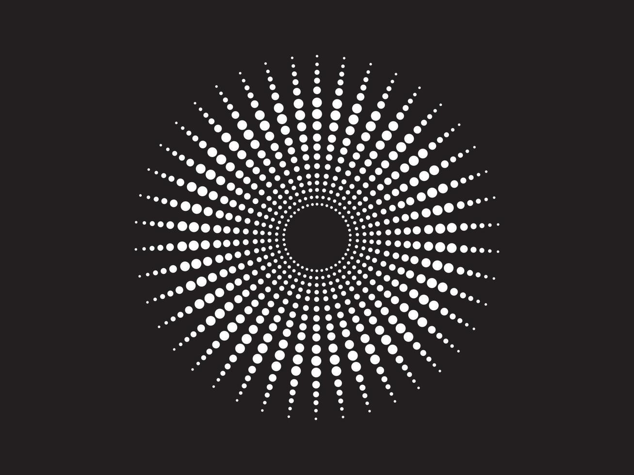 círculo redondo blanco y gris sobre fondo negro vector