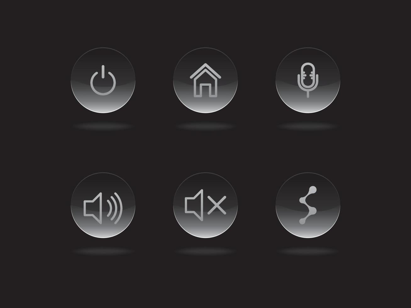 Button circle icon blak on dark background vector