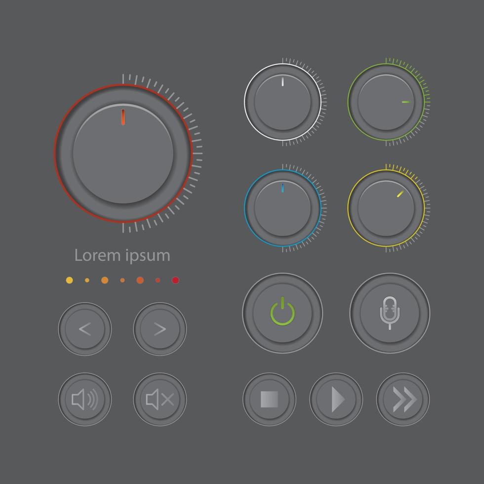 Color gray button icon multimedia on dark color background vector