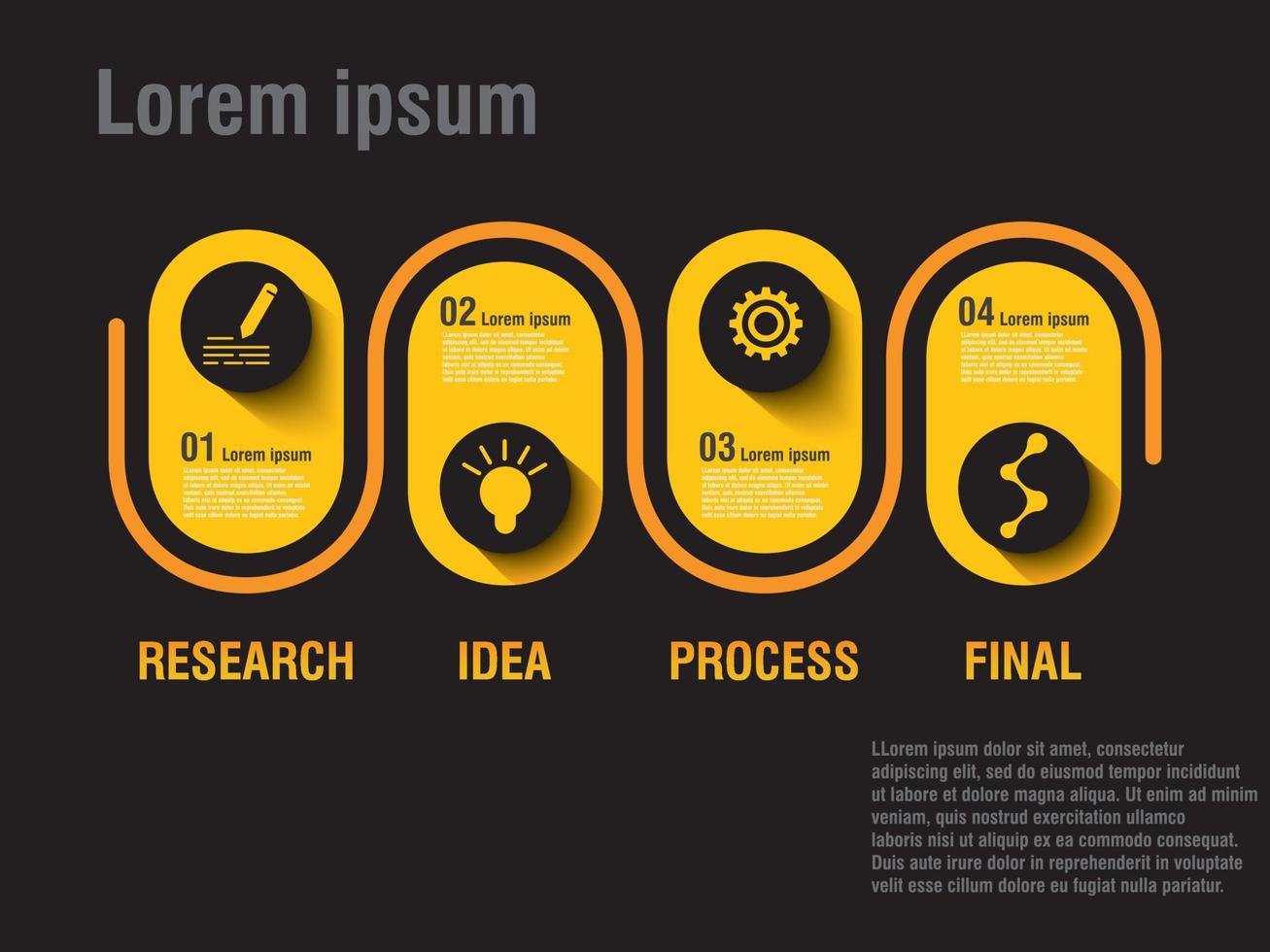 information infographic yellow on black color background vector