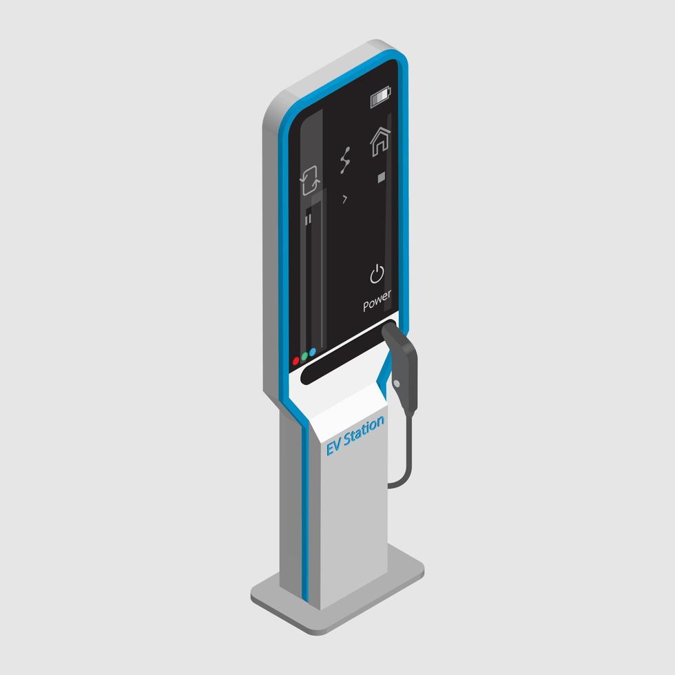 EV Station vector plug in electronic on gray background