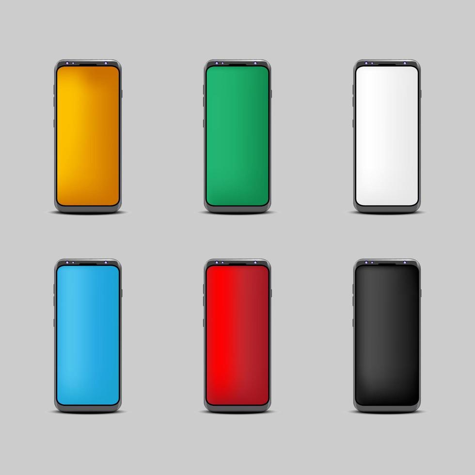 teléfono móvil de fondo de seis colores sobre fondo gris vector