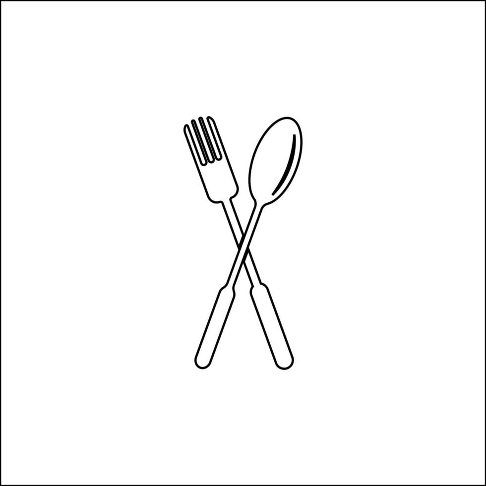 imagen de ilustración de vector de icono de cuchara y tenedor