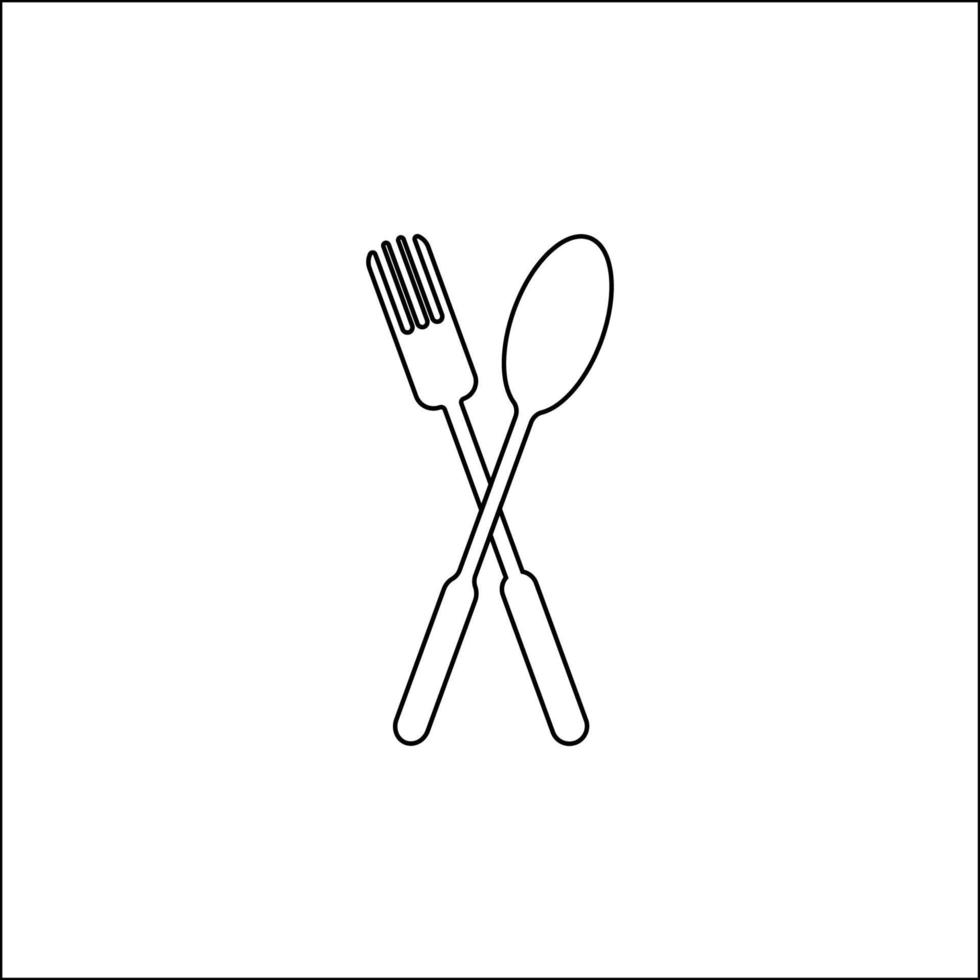 imagen de ilustración de vector de icono de cuchara y tenedor
