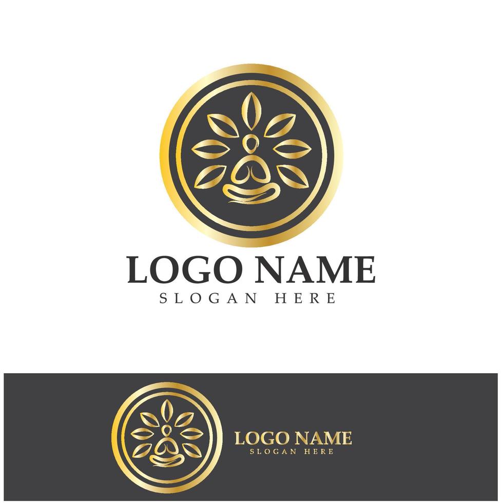 logo design of people doing yoga symbol icon illustration vector