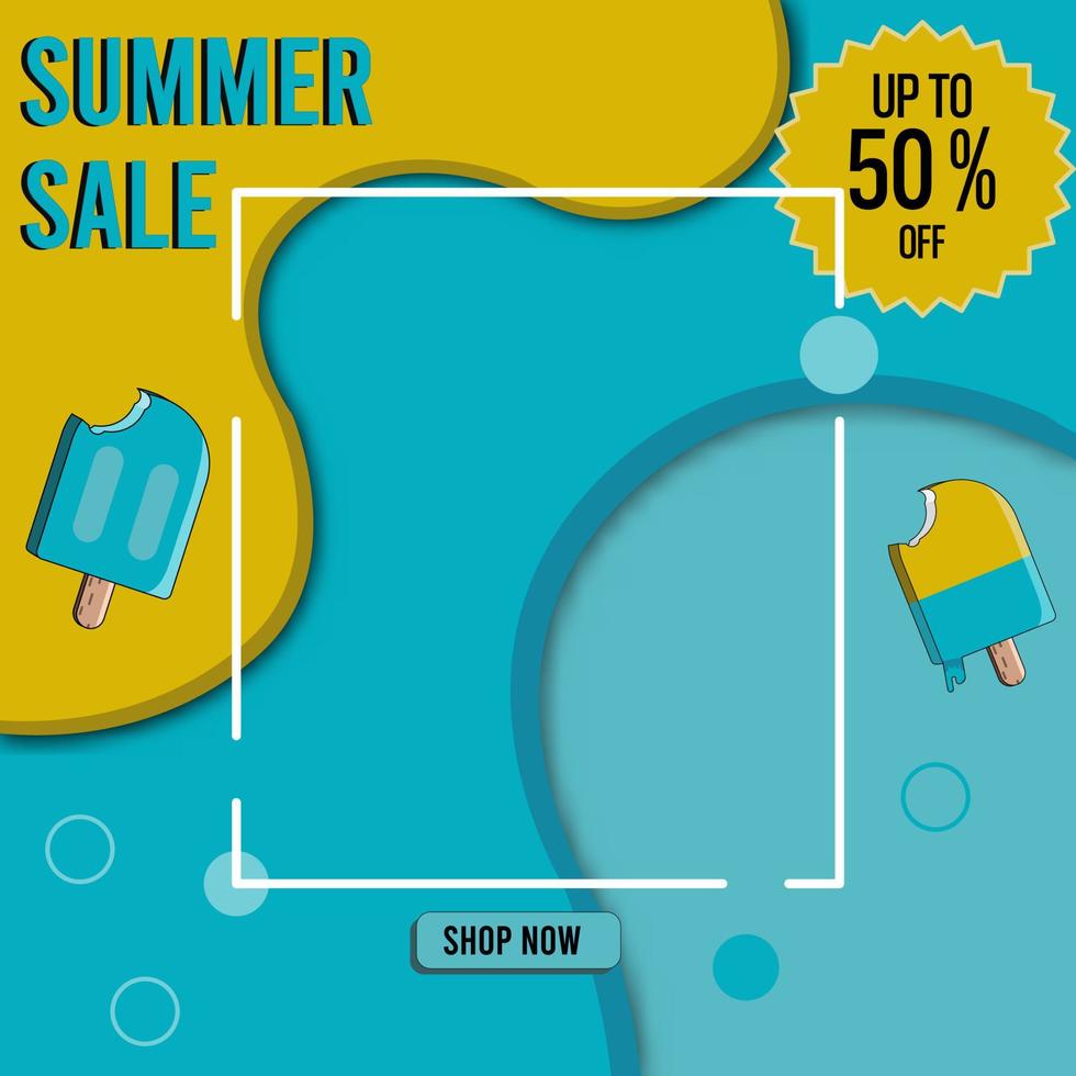 Summer Sale banner design, Invitation for shopping with 50 percent off. Special offer card, template for design, vector illustration