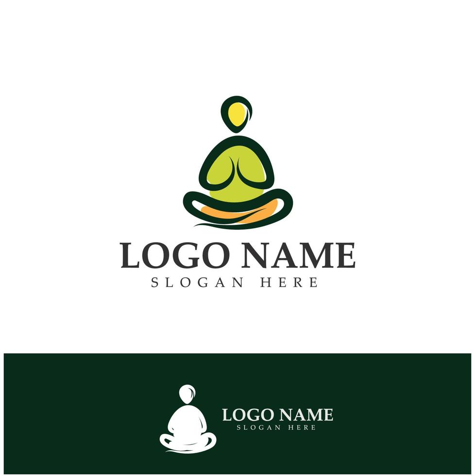 logo design of people doing yoga symbol icon illustration vector