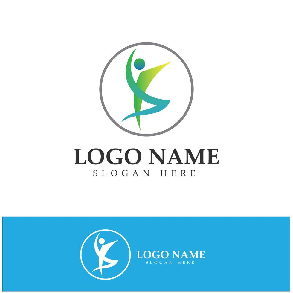 logo design of people doing yoga symbol icon illustration vector