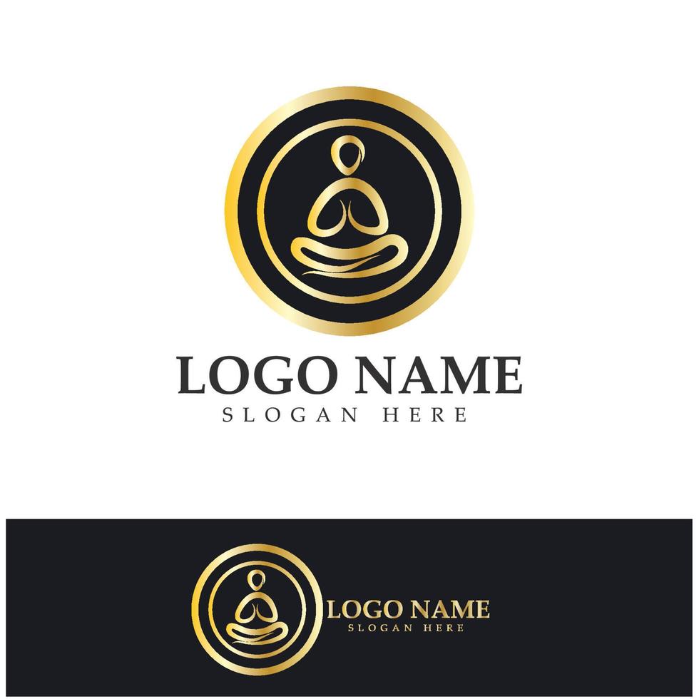 logo design of people doing yoga symbol icon illustration vector