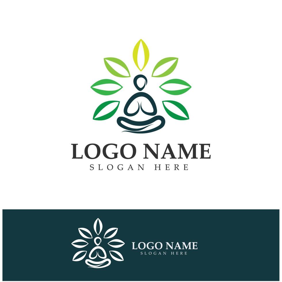 logo design of people doing yoga symbol icon illustration vector