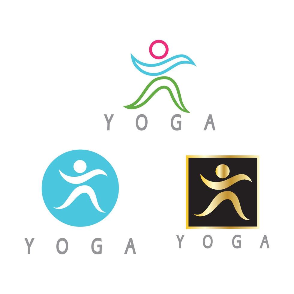 logo design of people doing yoga symbol icon illustration vector