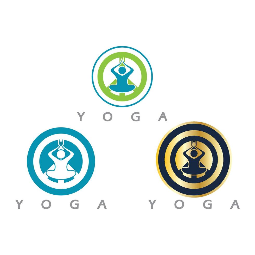 logo design of people doing yoga symbol icon illustration vector