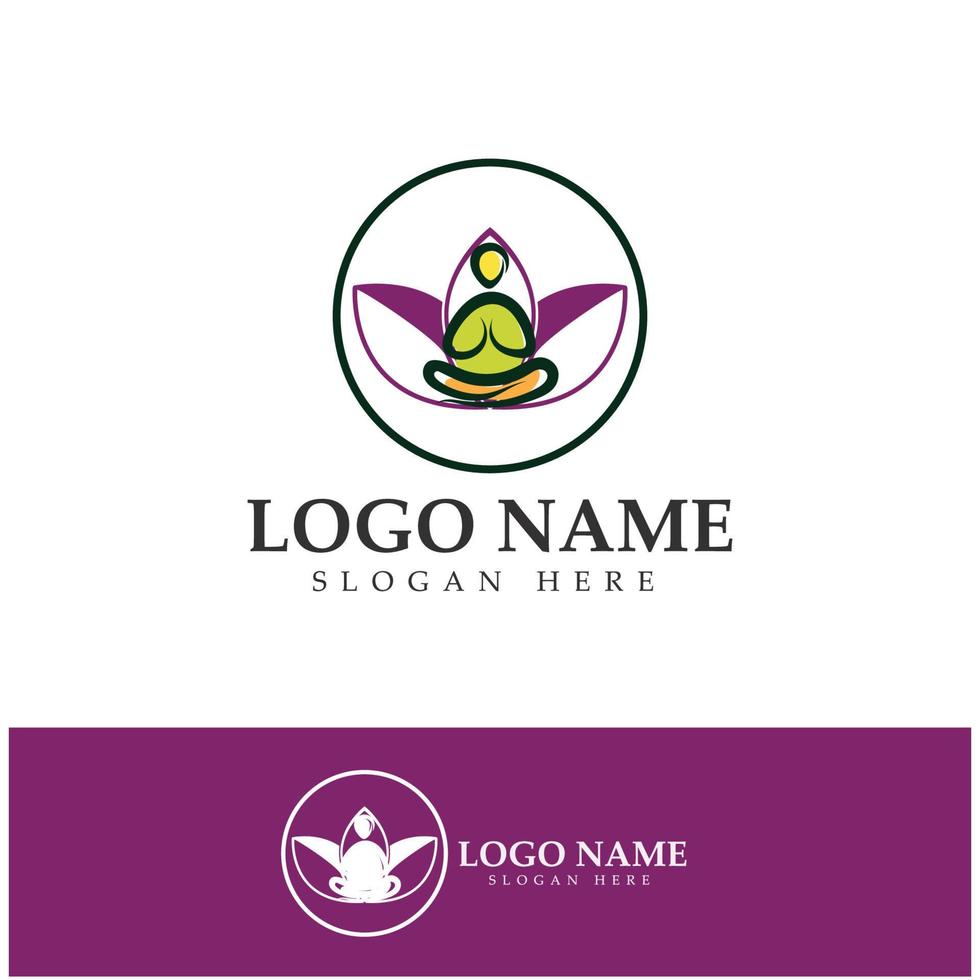 logo design of people doing yoga symbol icon illustration vector