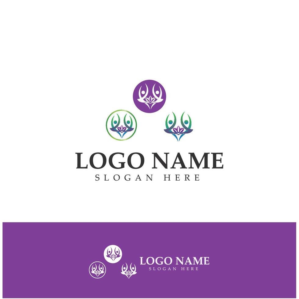 diseño de logotipo de personas que hacen yoga símbolo icono ilustración vector